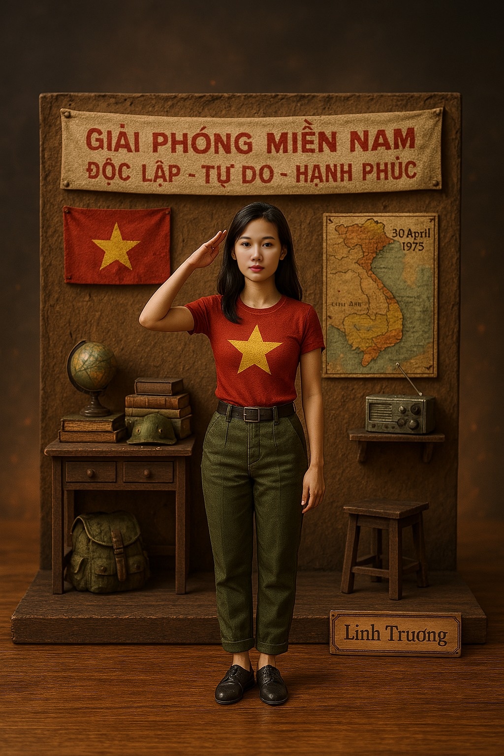 Hình minh họa Linh Trương trong diorama Ngày Giải phóng (Phiên bản mới)