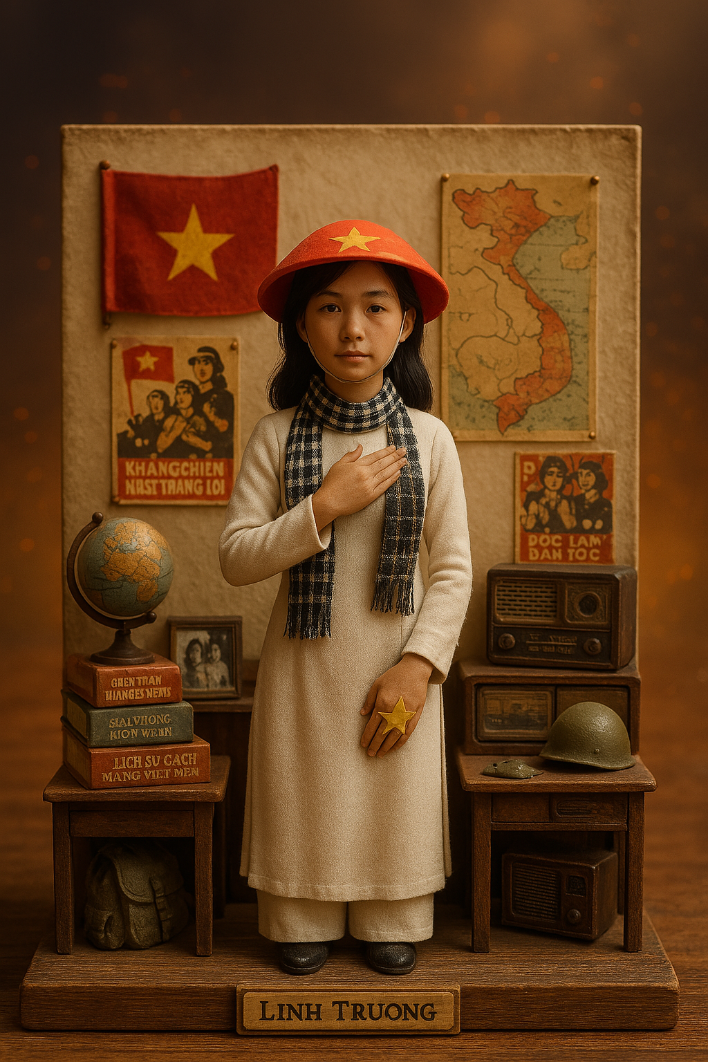 Hình minh họa Linh Trương trong diorama Ngày Giải phóng