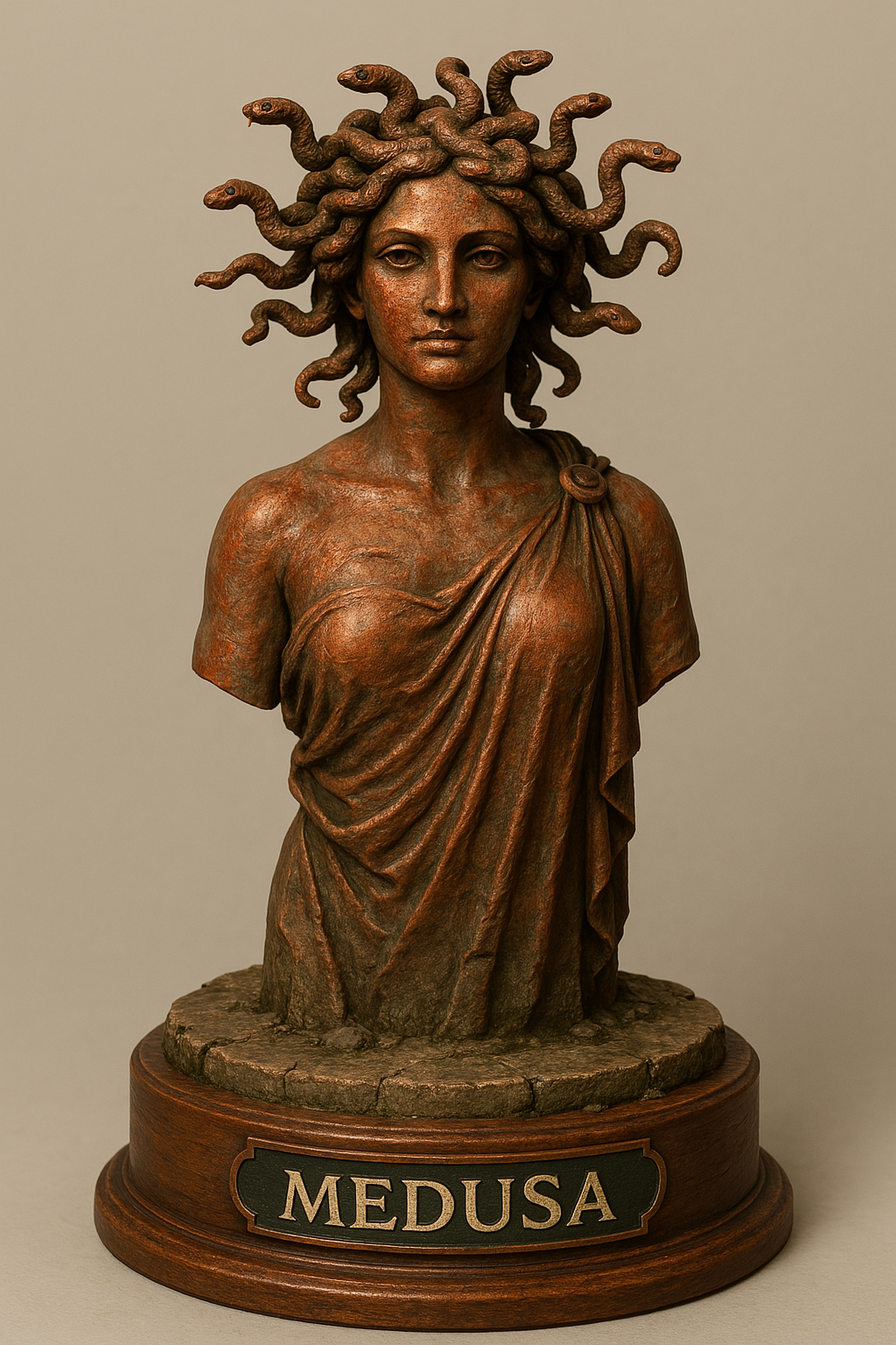 Hình minh họa tượng Medusa bằng đồng đỏ