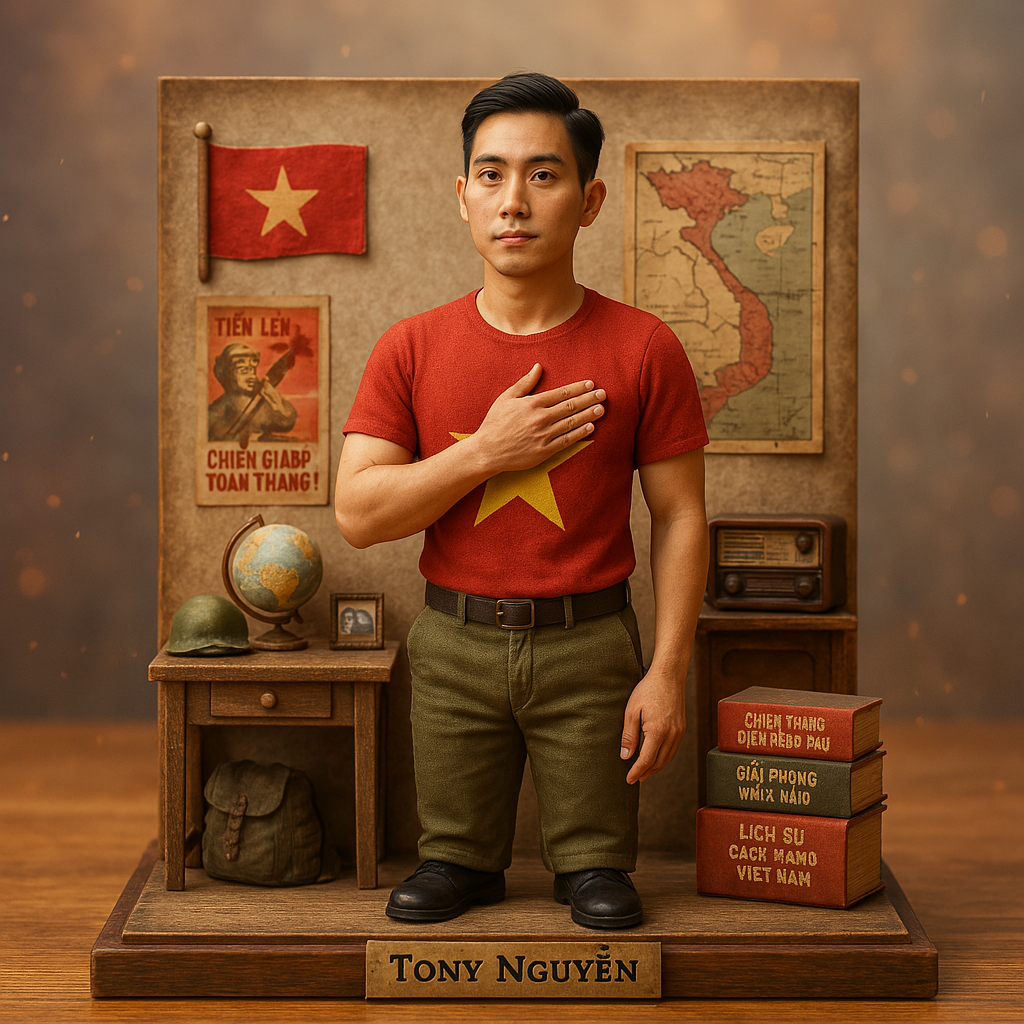 Hình minh họa Tony Nguyễn trong diorama Ngày Giải phóng