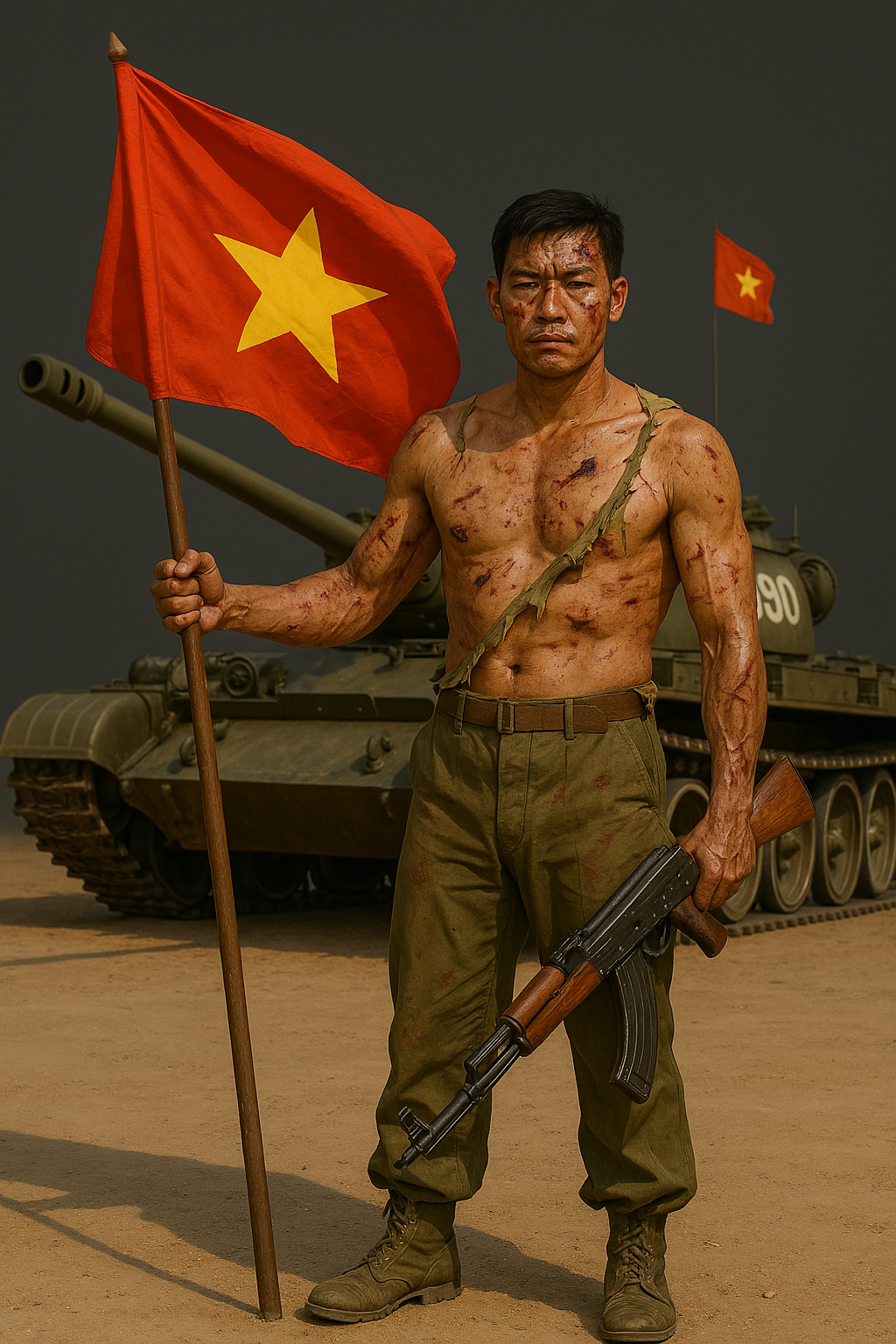 Hình minh họa người lính bị thương kỷ niệm 30/4 (không phải diorama)