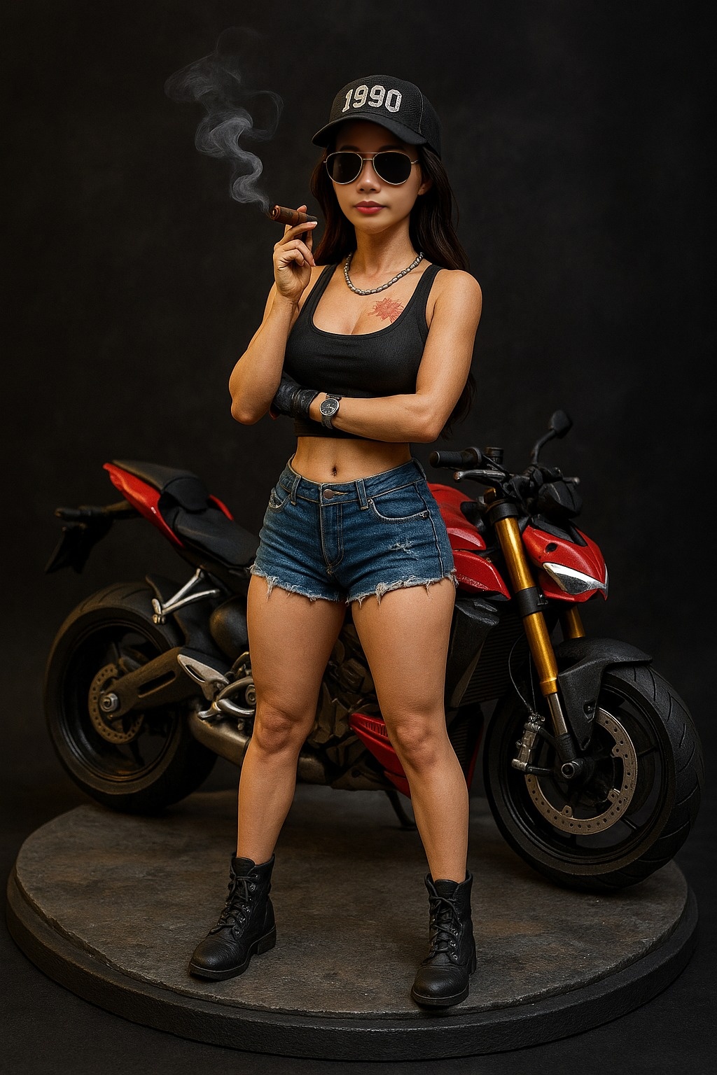 Kết quả Face Swap với người phụ nữ Việt Nam biker