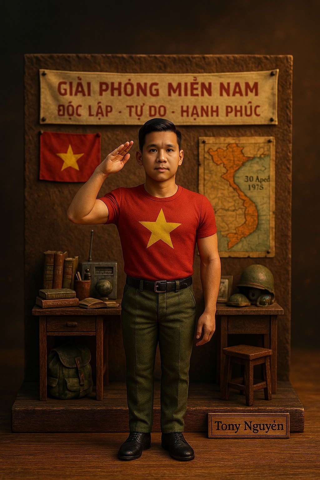 Hình minh họa Tony Nguyễn trong diorama Ngày Giải phóng (Phiên bản mới)